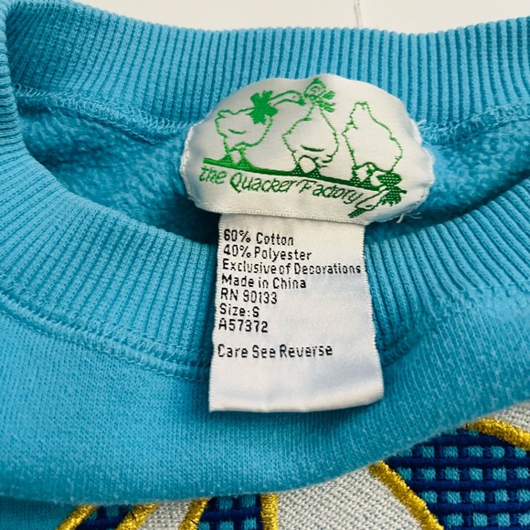 Quacker Factory Vintage Beach Chair Two Sided Sweatshirt Light Blue Size Small - Picture 6 of 12